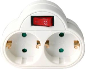 Go Green Double Socket Διπλή Πρίζα σούκο με φωτεινό διακόπτη on-off