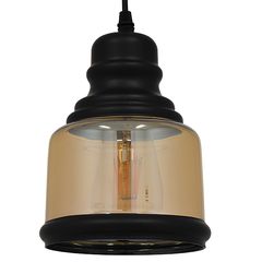 GloboStar® OLIVER 01506 Vintage Κρεμαστό Φωτιστικό Οροφής Μονόφωτο 1 x E27 Γυάλινο Μελί Διάφανο Φ15 x Υ21.5cm - 01506