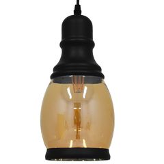 GloboStar® OLIVER 01507 Vintage Κρεμαστό Φωτιστικό Οροφής Μονόφωτο 1 x E27 Γυάλινο Μελί Διάφανο Φ14 x Υ30cm - 01507