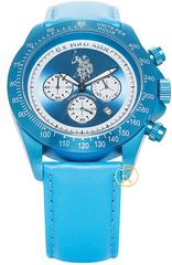 U.S. POLO Bennet Aluminium Light Blue Leather Chrono USP4057AQ