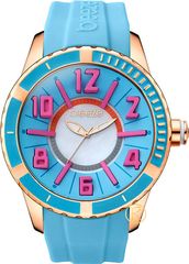 Breeze Westside Connection Gold Light Blue Rubber Strap 110141.14