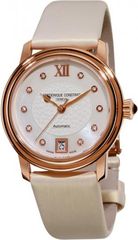 FREDERIQUE CONSTANT Automatic Diamonds Rose Gold White Leather Strap FC-303WHD2P4