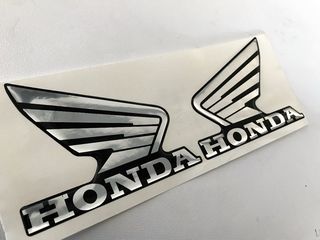 Honda 3D  Σιλικονούχα Αυτοκόλλητα χρωμίου Εμβλήματα ντεπόζιτου!!! 11.5 CM x 8,5 CM