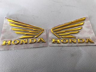 Honda 3D Σιλικονούχα Αυτοκόλλητα χρωμίου Χρυσά Εμβλήματα ντεπόζιτου!!! 55mm x 45mm-thumb-1