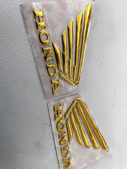 Honda 3D Σιλικονούχα Αυτοκόλλητα χρωμίου Χρυσά Εμβλήματα ντεπόζιτου!!! 55mm x 45mm-thumb-3