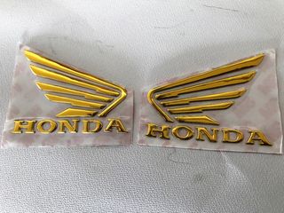 Honda 3D Σιλικονούχα Αυτοκόλλητα χρωμίου Χρυσά Εμβλήματα ντεπόζιτου!!! 55mm x 45mm-thumb-4