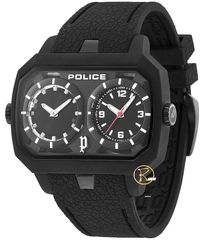 POLICE Hydra Dual Time Black Rubber Strap 13076JPB-02