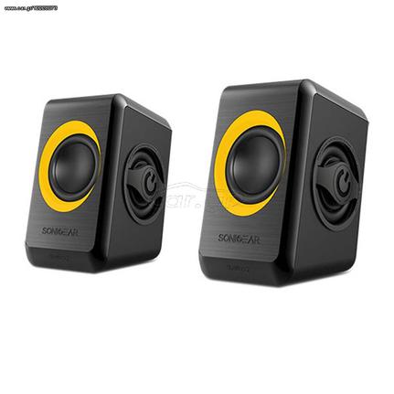 SONIC GEARS USB POWERED QUAD BASS ΗΧΕΙΑ 2,0 ΜΑΥΡΟ-ΚΙΤΡΙΝΟ