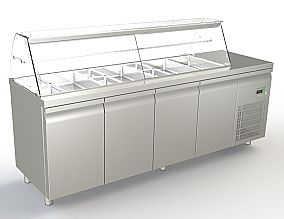 Ψυγείο σαλατών με μηχανή στα δεξιά