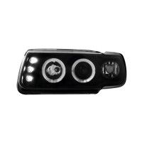 Φανάρια DECTANE Angel Eyes VW Polo 6N 95-98 (Μαύρο) Λάμπες H1, Φλας με LED,