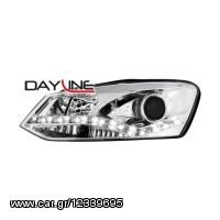 Φανάρια DECTANE Dayline Vw Polo 6R 2009- (Χρώμιο) Λάμπες H1, Φλας με LED, 