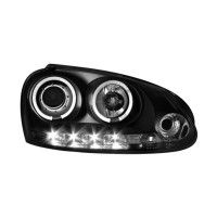 Φανάρια DECTANE Angel Eyes VW Golf V 03-09 (Μαύρο) Λάμπες H1, Φλας με LED, 