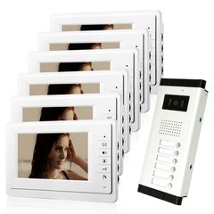 θυροτηλεόραση έγχρωμη για πολυκατοικίες με 6 μπουτόν και 6 οθόνες 7 inch - V70F