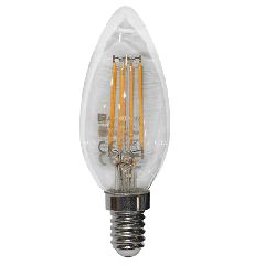 Διακοσμητική λάμπα led Ε14 4W 230V ντιμαριζόμενη 2800k θερμό λευκό φως 400 lumen κερί C35 διάφανο