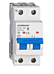 Αυτόματη μονοπολική ασφάλεια SCHRACK AM617632 1x32+N 2M με ουδέτερο 6KA καμπύλη C
