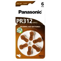Μπαταρία ακουστικών βαρηκοΐας PANASONIC PR312 χωρίς υδράργυρο 1.4V σε blister 6 τεμαχίων