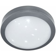 Πλαφονιέρα led πολυκαρμπονική pc στρόγγυλη γκρι Ø230mm 18W 4000k ενδιάμεσο φως στεγανό IP65