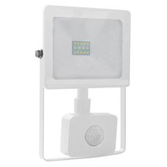 Προβολέας led slim 10W λευκός με ανιχνευτή κίνησης 3000k θερμό λευκό φως 230V 800Lm IP66