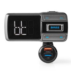 Bluetooth αναμεταδότης FM hands free φορτιστής 3σε1 με μεγάλη οθόνη LED 2 & ενσωματωμένο μικρόφωνο