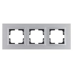 Πλαίσιο τριπλό Mono Electric style aluminium ασημί οριζόντιας και κάθετης τοποθέτησης