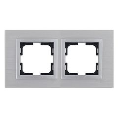 Πλαίσιο διακοπτών διπλό ασημί MONO ELECTRIC STYLE ALUMINIUM οριζόντιας και κάθετης τοποθέτησης