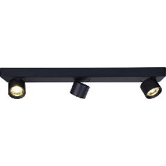 Φωτιστικό LED COB οροφής PLUTO 15W θερμό φως 3000k δέσμης 80° 1200lm μαύρο αλουμινίου 54x7xh10cm
