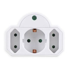 Αντάπτορας ρεύματος POWERTECH PT-816 1x schuko 2x euro 16A λευκός με προστασία υπέρτασης