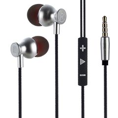 MINGGE M10 High Quality Earphone Wired Control Sport Headphones Stereo Super Bass Head With MIC, Silver