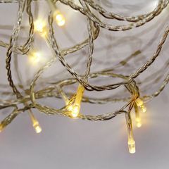 100 χριστουγεννιάτικα mini led θερμό φως σε πλεξούδα επεκτεινόμενη & διάφανο καλώδιο IP44 (χωρίς καλώδιο τροφοδοσίας)