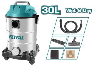 Σκούπα ξηράς & υγρής αναρρόφησης TOTAL TVC13301 1300W 230V 50Hz με inox κάδο 30Lit