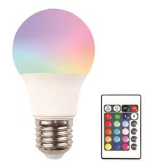 Λάμπα led E27 9W 220-240V χρωματιστή RGBW 850lm 200° 25000h με τηλεχειριστήριο
