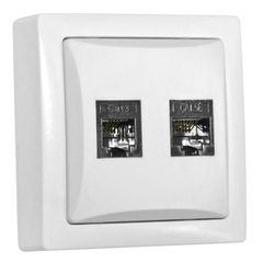 Πρίζα διπλή RJ11 & RJ45 cat.5e εξωτερική λευκή μη στεγανή IP20