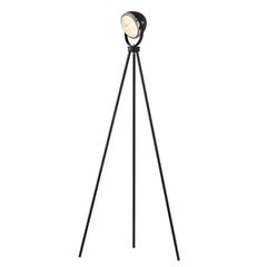 Επιδαπέδιο φωτιστικό vintage 1 x Ε14 με design προβολάκι και στήριξη σε τρίποδο σε μαύρο χρώμα