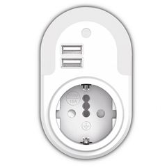 Πρίζα σούκο 3000k θερμό φως 12lm 5V 2.1A με δύο θύρες USB και φωτοκύτταρο νυκτός