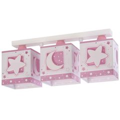 Παιδικό φωτιστικό τρίφωτο οροφής ράγα Pink Moon σε ροζ χρώμα για λάμπες Ε27