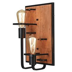 Επίτοιχο φωτιστικό 2ΧΕ27 25x16xh36cm μεταλλικό σε απόχρωση ξύλου με μαύρες λεπτομέρειες