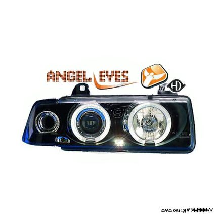 Φανάρια Diederichs Angel Eyes BMW Σειρα 3 E36 90-99 LIMOUSINE/TOURING (Μαύρα)