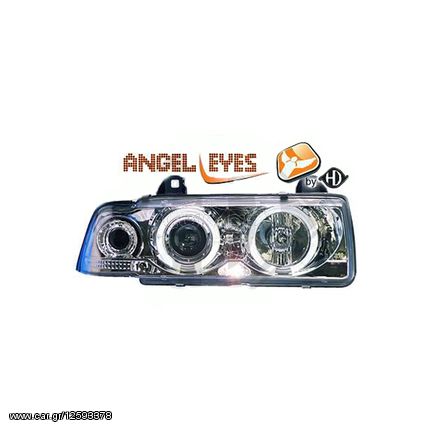 Diederichs Μπροστινά Φανάρια Angel Eyes για BMW Σειρά 3 Limousine/Touring E36 1990-1999 Χρώμιο 2τμχ