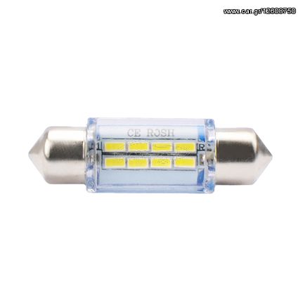 Λαμπακια Πλαφονιερας C5W/C10W 12V 1W SV8,5 36mm Led 8xSMD3014 Λευκο Blister 2ΤΕΜ.