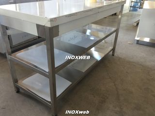 INOXWEB 2027-ΤΡΑΠΕΖΙ ΕΡΓΑΣΙΑΣ 150Χ70Χ87 ΜΕ ΡΑΦΙ ΣΤΗ ΜΕΣΗ