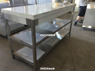 INOXWEB 2027-ΤΡΑΠΕΖΙ ΕΡΓΑΣΙΑΣ 180Χ70Χ87 ΜΕ ΡΑΦΙ ΣΤΗ ΜΕΣΗ