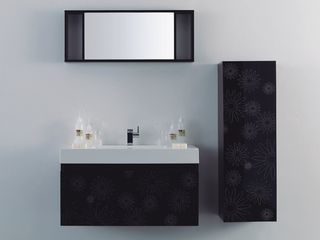 Έπιπλο Μπάνιου ECO-100A Βάση-Νιπτήρας 100cm Τaiming Metalbox System Black Flower FT21.100.021BFM
