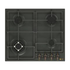 Εστία αερίου TGS 9511 BL RUSTIC με μαντεμένιες σχάρες και θερμικά ασφαλείας