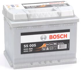 Μπαταρία Bosch S5005 12V Capacity 20hr 63 (Ah):EN (Amps): 610EN Εκκίνησης
