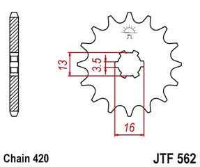 Γραναζι εμπρος 562.16 Suzuki FB50/DT50/LT A-50 SUZ ATV 16Δ - (10100-041)