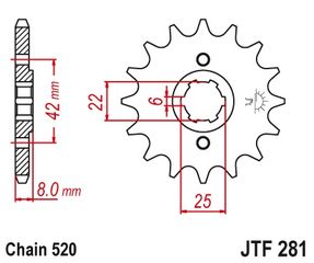 Γραναζι εμπρος 281.14 / FE E8281.14  Honda XL250 14Δ FE SPROCKETS - (10100-110)