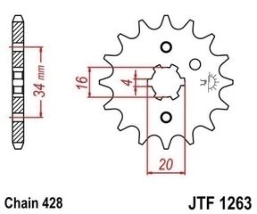 Γραναζι εμπρος 1550.15 Yamaha Crypton/115/Z/X 15Δ~(1263/416/417/418/425) - (10100-054)