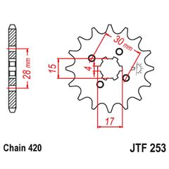 Γραναζι εμπρος 249.14  Honda Innova/Wave 110i/Grand 110 νεο 14Δ 420(JTF253) - (10100-018)