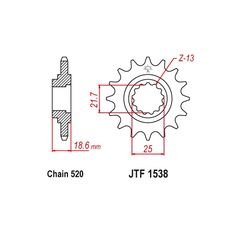 Γραναζι εμπρος 1538.14/FE 7800.14/2119 14 18NC Kawasaki Z750 04 14Δ PBR - (10100-133)