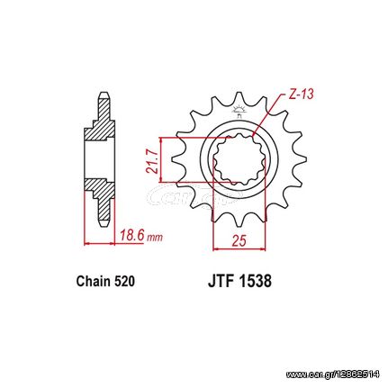 Γραναζι εμπρος 1538.14/FE 7800.14/2119 14 18NC Kawasaki Z750 04 14Δ PBR - (10100-133)